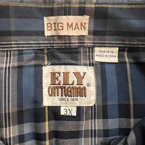 Ely Cattleman Big Man Long Sleeve Plaid Shirt - Picture 6 of 8